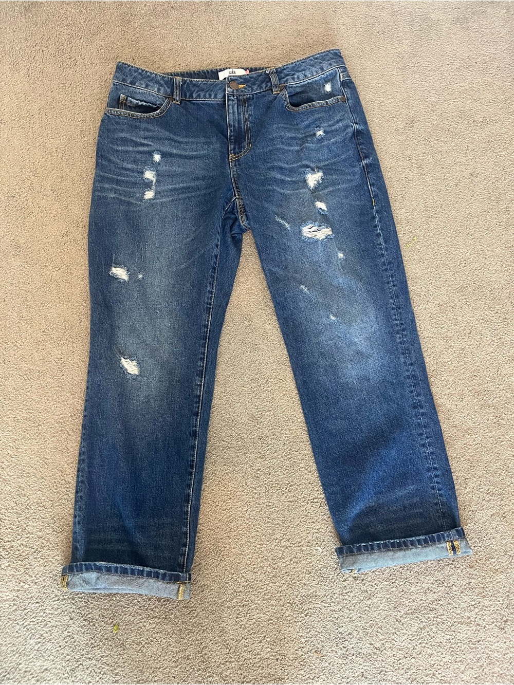 CABI BOYFRIEND DISTRESSED JEANS STYLE 4152 SIZE 12